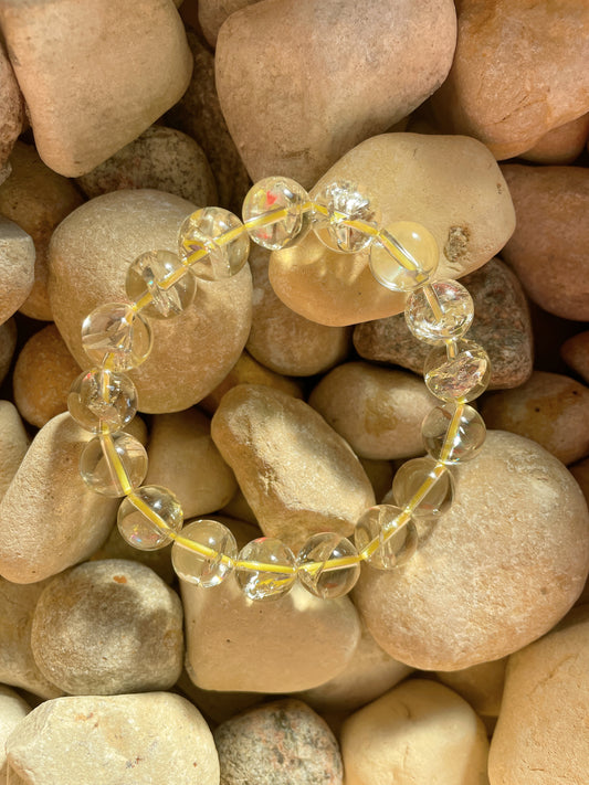 Herkimer Diamond Bead Bracelet (Yellow)